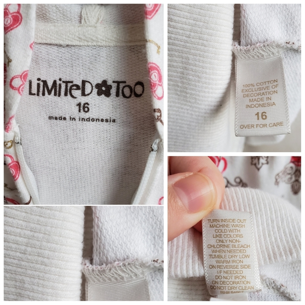 LIMITED TOO Cute Pastel Cream Pink Lockheart Kawaii Princess Graphic Hoodie - Picture 5 of 15